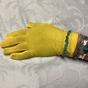 YELLOW. Ladies gloves stretch nylon see measurements